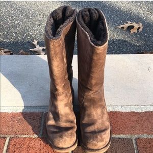 UGG criss cross tall brown boots